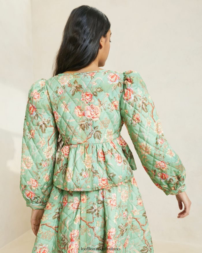 esso Loeffler Randall donne giacca donna con allacciatura sul davanti floreale botanico di salvia T4022J254 vestiti