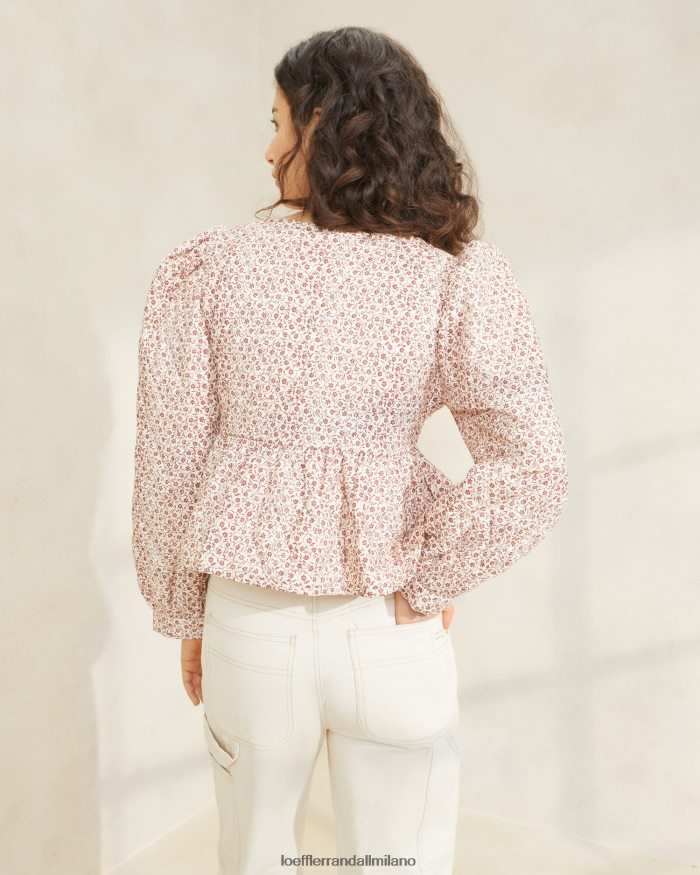 esso Loeffler Randall donne giacca donna con allacciatura sul davanti floreale delicato crema/ambra T4022J262 vestiti