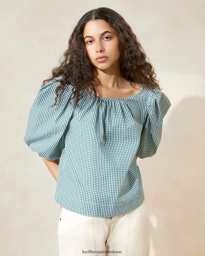 esso Loeffler Randall donne Camicetta da tenda Eliza mini percalle verde T4022J207 vestiti