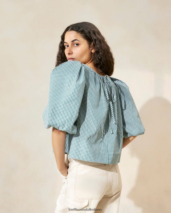 esso Loeffler Randall donne Camicetta da tenda Eliza mini percalle verde T4022J207 vestiti