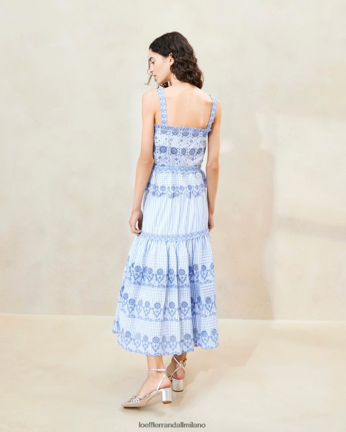 esso Loeffler Randall donne Canotta in pizzo a righe Zelda blu/crema T4022J213 vestiti