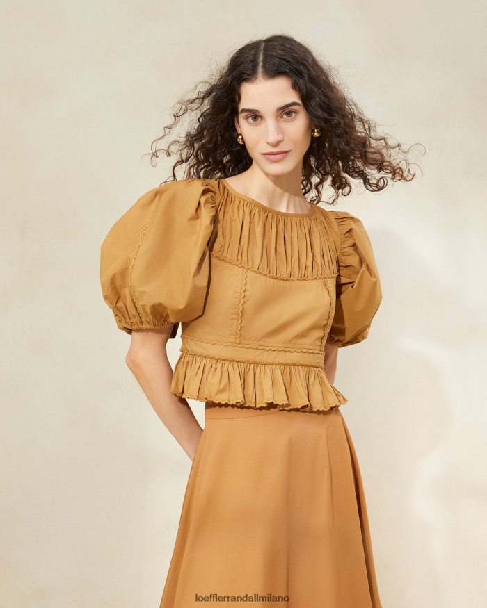 esso Loeffler Randall donne Top peplo Anna con maniche a sbuffo sigaro T4022J209 vestiti