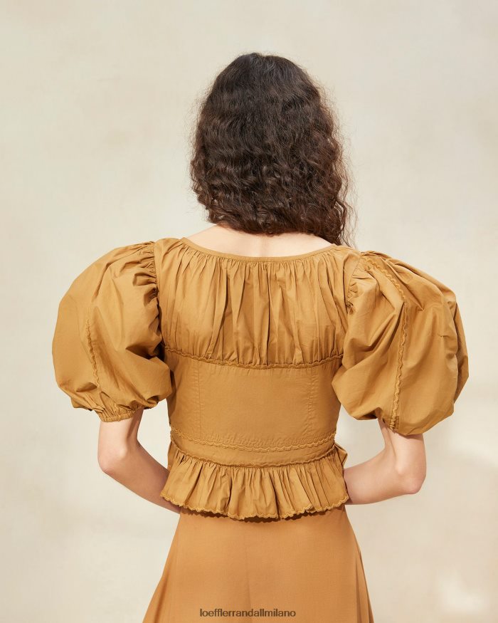 esso Loeffler Randall donne Top peplo Anna con maniche a sbuffo sigaro T4022J209 vestiti
