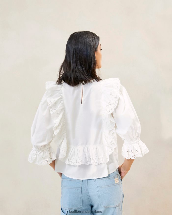 esso Loeffler Randall donne blusa con ricamo cosima cuore bianco T4022J212 vestiti