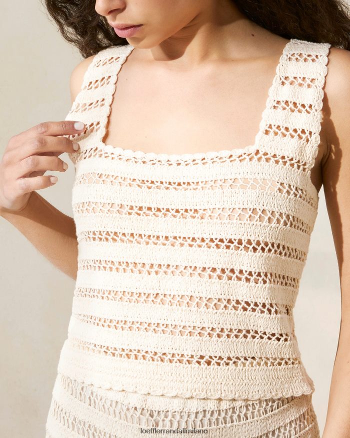 esso Loeffler Randall donne top Sadie all'uncinetto naturale T4022J211 vestiti