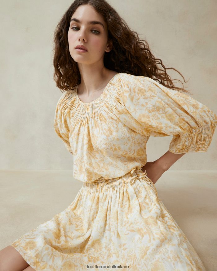 esso Loeffler Randall donne top in stile smock sloane floreale di vite tonale T4022J241 vestiti