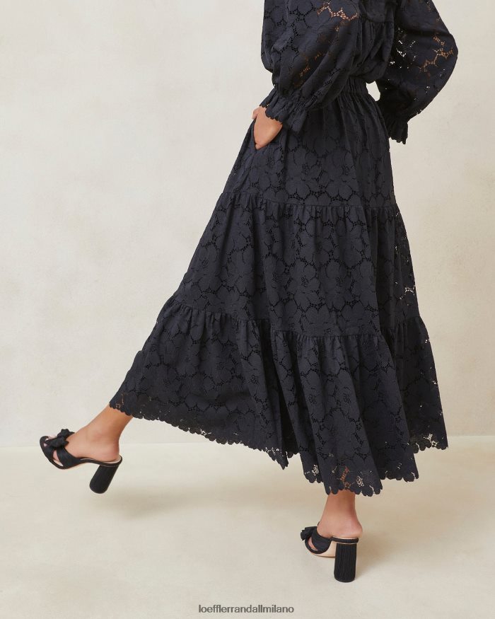 esso Loeffler Randall donne Gonna a balze in pizzo Luna nero T4022J243 vestiti