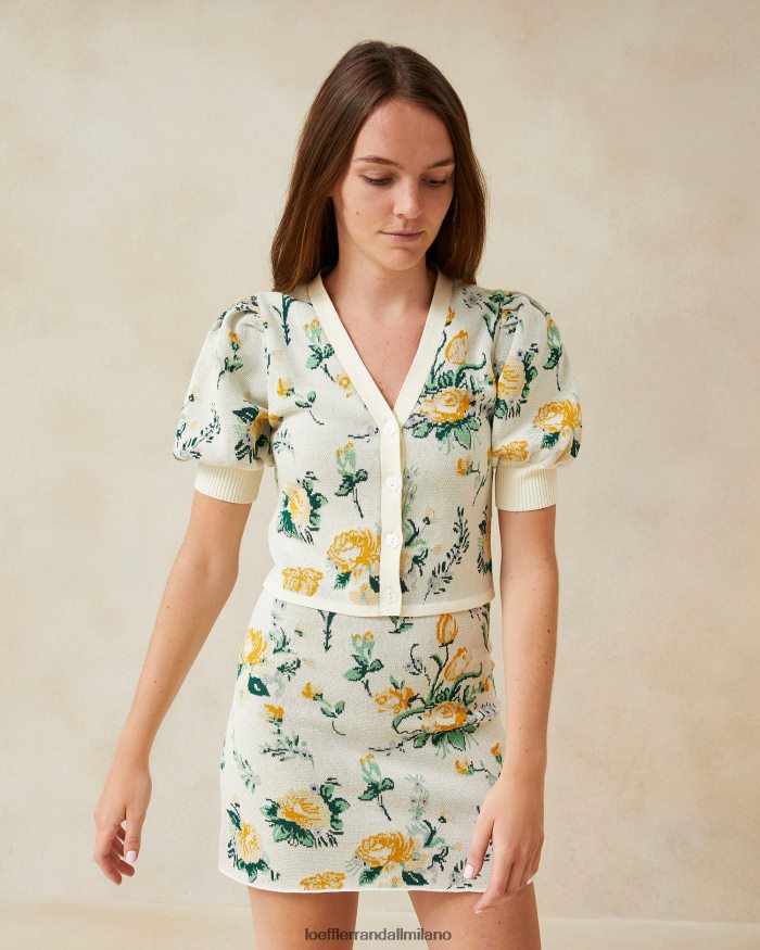 esso Loeffler Randall donne Minigonna Connie in jacquard nuova floreale T4022J245 vestiti