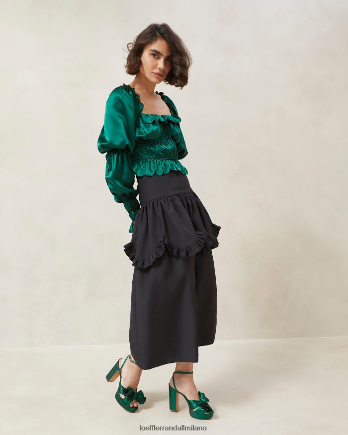 esso Loeffler Randall donne gonna con volant smerlato Milo nero T4022J242 vestiti