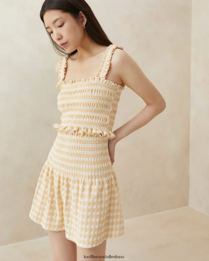 esso Loeffler Randall donne gonna smock siena percalle marrone chiaro T4022J253 vestiti