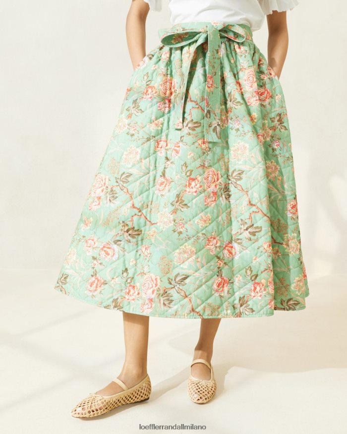 esso Loeffler Randall donne gonna trapuntata Leigh floreale botanico di salvia T4022J231 vestiti