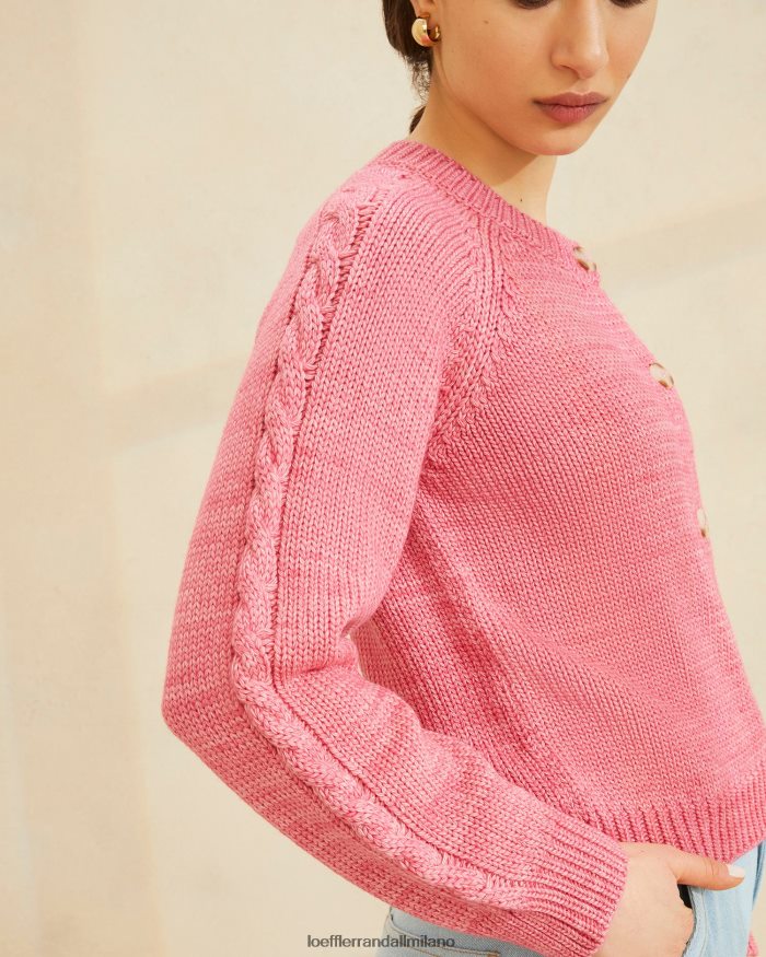 esso Loeffler Randall donne Cardigan Lindy con maniche a trecce rosa T4022J255 vestiti