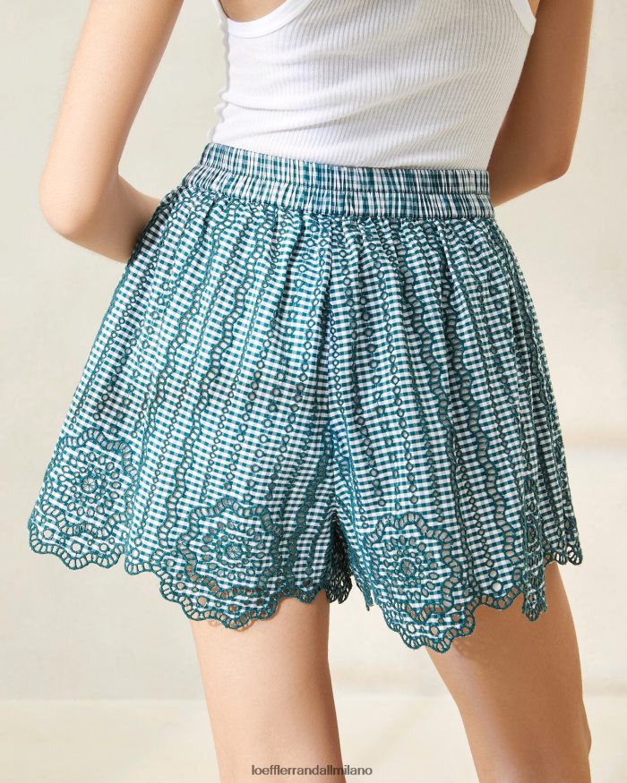 esso Loeffler Randall donne pantaloncini smerlati Dorian mini percalle verde T4022J226 vestiti