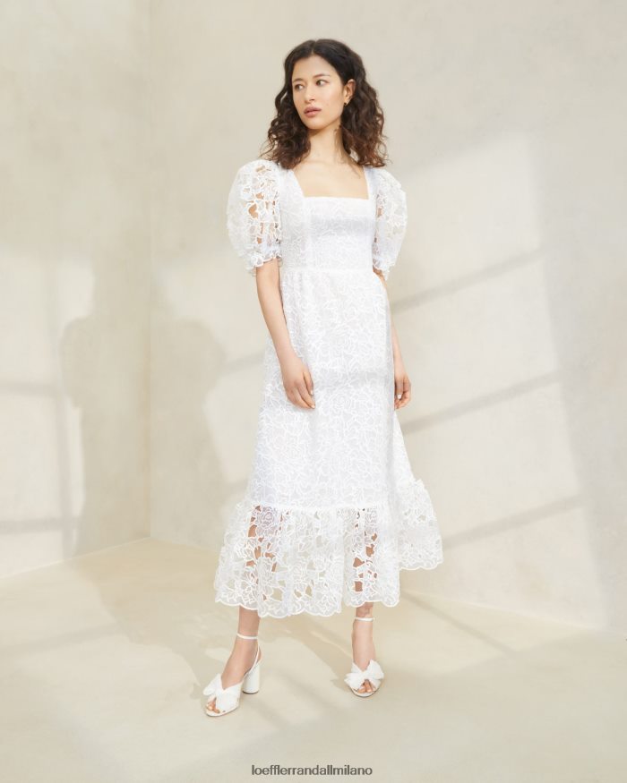 esso Loeffler Randall donne Abito Addison con maniche a sbuffo crema T4022J182 vestiti