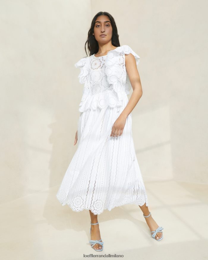esso Loeffler Randall donne Abito in pizzo con maniche svolazzanti di Brynn avorio T4022J173 vestiti