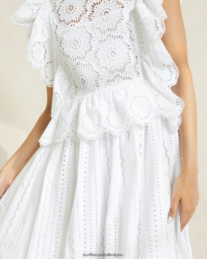 esso Loeffler Randall donne Abito in pizzo con maniche svolazzanti di Brynn avorio T4022J173 vestiti