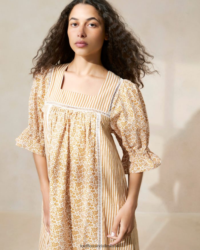esso Loeffler Randall donne Abito lungo Phillipa motivo floreale marrone/striscia marrone T4022J184 vestiti