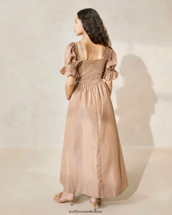 esso Loeffler Randall donne abito Yael con corpetto arricciato striscia marrone bicolore T4022J190 vestiti