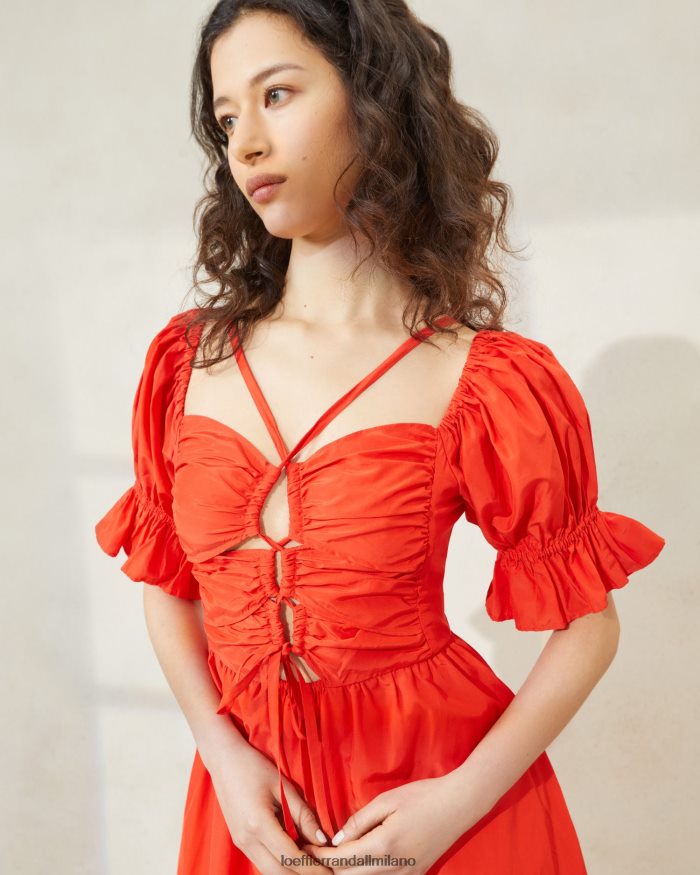 esso Loeffler Randall donne abito con corpetto arricciato yael papavero T4022J177 vestiti