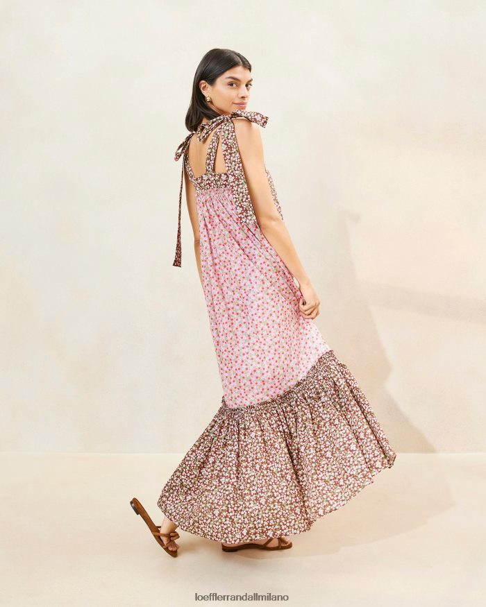 esso Loeffler Randall donne vestito shae con volant sull'orlo floreale fragola/marrone T4022J186 vestiti